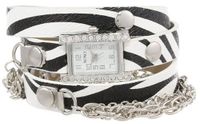 XOXO XO5628 Zebra Patterned Band with Chains Accent Double Wrap