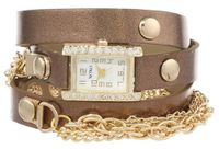 XOXO XO5630 Metallic Brown Band with Chains Accent Double Wrap