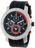 Yachtman YM607-OR Round Silver Bezel with Orange Dial Detail in Black Silicone Band
