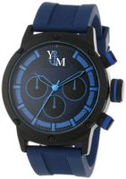 Yachtman YM750-BL Round Black Blue Patterned Dial Coordinating Silicone Band