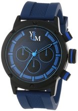 Yachtman YM750-BL Round Black Blue Patterned Dial Coordinating Silicone Band