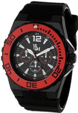 Yachtman YM761-RD Round Matt Black Dial with Black Silicone Strap