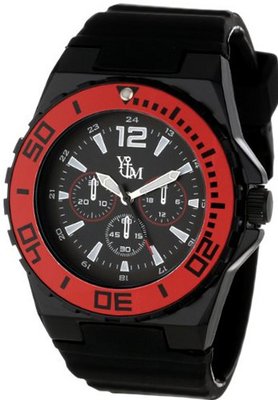 Yachtman YM761-RD Round Matt Black Dial with Black Silicone Strap