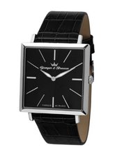 Yonger & Bresson HCC 1466/01 City Stainless Steel Square Black Crocodile Print Leather