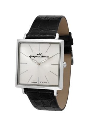 Yonger & Bresson HCC 1466/06 City Stainless Steel Square Black Crocodile Print Leather