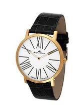 Yonger & Bresson HCP 1465/02 City Yellow Gold Ion-Plated Stainless Steel Black Crocodile Print Leather