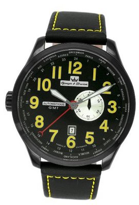 Yonger & Bresson YBH 8324-15 Black Calfskin band .