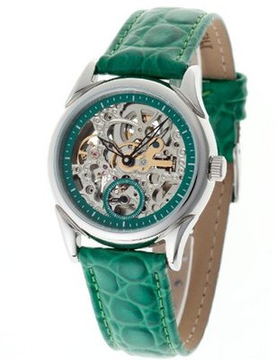 uYvesCamani Yves Camani Automatic AILA Automatik Green Gr?n YC1036-D YC1036-D with Leather Strap 