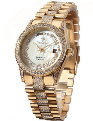 uYvesCamani Yves Camani Quartz Tiberius Gold/Yellow YC1043-B YC1043-B with Metal Strap 