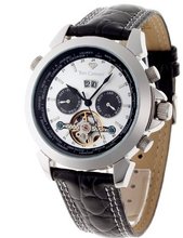 Yves Camani Automatic Worldtimer Silber/Schwarz YC1029-G with Leather Strap