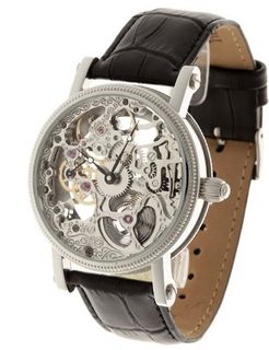 Yves Camani Julien Skeleton Mechanical with Multicolour Dial Analogue Display and Black Leather Strap YC1021-A
