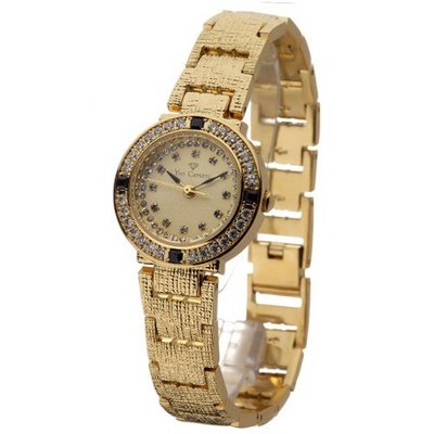 Yves Camani Lady Sapphire L-31051GP-S Ladies Quartz Analogue Beige Dial Golden Steel Strap