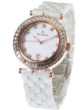 Yves Camani Quartz Crystal Ceramic Silver/White YC1033-B YC1033-B with Metal Strap