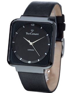 Yves Camani Quartz Grand Ceramica Black YC1041-B Ladies YC1041-B with Leather Strap