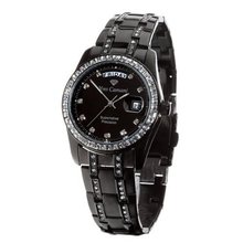 Yves camani YC600GB Black Auron Gents Quartz Analogue Black Steel Strap