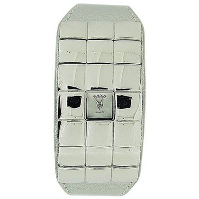 uZAZA London Zaza London Ladies Silver Extra Small Dial Silver Mirror & Silver PU Strap 