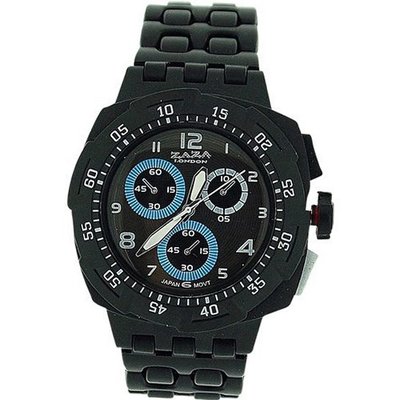 Zaza London Black Chrono Effect Ladies Gents Plastic Bracelet Strap PL342