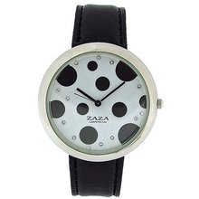 Zaza London Black PU Strap Ladies & Black Spotty Dial Fashion LLB850