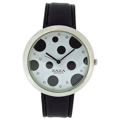 Zaza London Black PU Strap Ladies & Black Spotty Dial Fashion LLB850