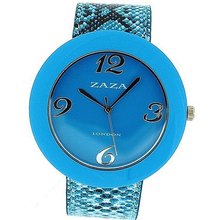 Zaza London Crocodile Effect Blue Pu Strap & Dial Ladies Fashion LLB855
