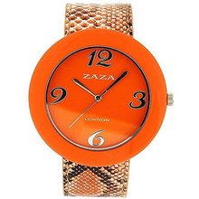 Zaza London Crocodile Effect Orange Pu Strap & Dial Ladies Fashion LLB855