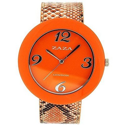 Zaza London Crocodile Effect Orange Pu Strap & Dial Ladies Fashion LLB855