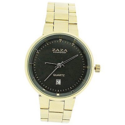 Zaza London Gents Date Grey Dial Gold Tone Metal Strap Dress MMB640/02