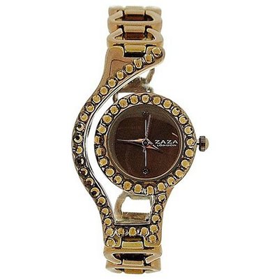 Zaza London Ladies Bronze Dial & Crystal Set Metal Bracelet Strap LC08
