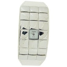 Zaza London Ladies White Extra Small Dial Silver Mirror & White PU Strap