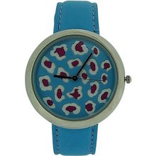 Zaza London Leopard Dial Blue Leather Strap Ladies LLB851