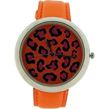 Zaza London Leopard Dial Orange Leather Strap Ladies LLB851