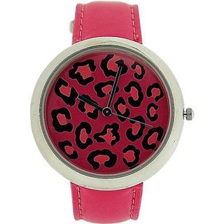 Zaza London Leopard Dial Pink Leather Strap Ladies LLB851