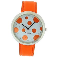 Zaza London Orange PU Strap Ladies & Orange Spotty Dial Fashion LLB850