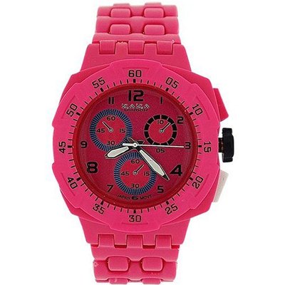 Zaza London Pink Chrono Effect Ladies Gents Plastic Bracelet Strap PL342