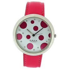 Zaza London Pink PU Strap Ladies & Pink Spotty Dial Fashion LLB850