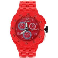 Zaza London Red Chrono Effect Ladies Gents Plastic Bracelet Strap PL342