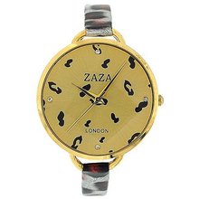 Zaza London Red Leopard Design Strap Ladies Gold Dial Fashion LLB872