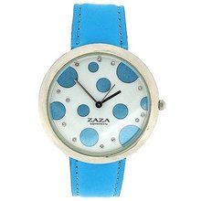 Zaza London Sky Blue PU Strap Ladies & Blue Spotty Dial Fashion LLB850