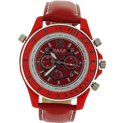 Zaza London Tachymeter-Chrono Effect Red Strap Unisex Ladies MLB465