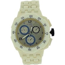 Zaza London White Chrono Effect Ladies Gents Plastic Bracelet Strap PL342
