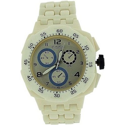 Zaza London White Chrono Effect Ladies Gents Plastic Bracelet Strap PL342
