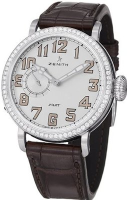 Zenith Pilot Montre D'Aeronef Type 20 Ladies Luminous Automatic Diamond 16.1930.681/31.C725