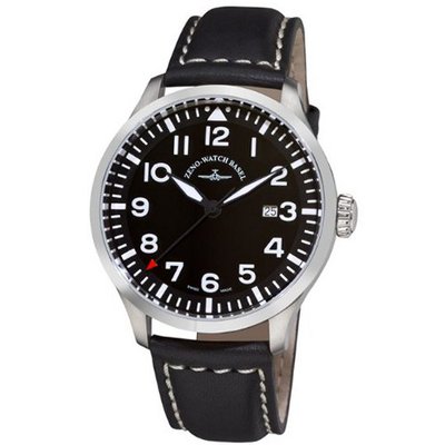 Zeno 6569-515Q-A1 Navigator Black Leather Strap