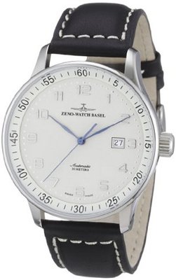 Zeno Automatic Silver Dial Black Leather Strap P554-E2