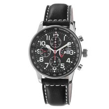 Zeno P557PR-A1 Retro Black Leather Strap Chronograph Dial