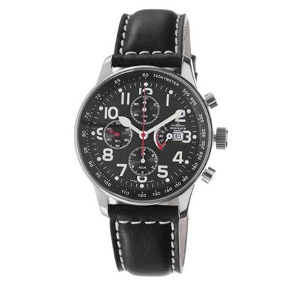 Zeno P557PR-A1 Retro Black Leather Strap Chronograph Dial