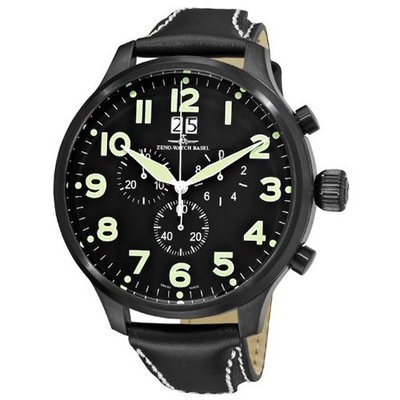 Zeno Super Oversized Black Strap Quartz Chronograph 6221-8040-BK-A1