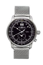 Zeppelin Quartz with Black Dial Analogue Display and Silver Stainless Steel Bracelet 7640M2