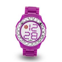 uZEROne Zerone Bedazzled Pink Silver Digital (Clear Swarovski Crystal) 