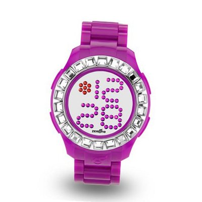 uZEROne Zerone Bedazzled Pink Silver Digital (Clear Swarovski Crystal) 